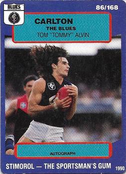 1990 AFL Scanlens Stimorol #86 Tom Alvin Front